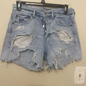 American Eagle Outfitters Ripped Light Blue Jean Shorts